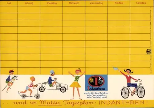 Stundenplan Indanthren, Bekleidung - kein verwaschen und verbleichen um 1960