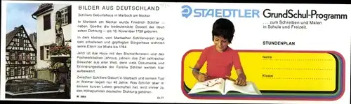 Stundenplan Staedler Noris, Bleistifte, Bilder aus Deutschland, Schillers Geburtshaus Marbach 1970