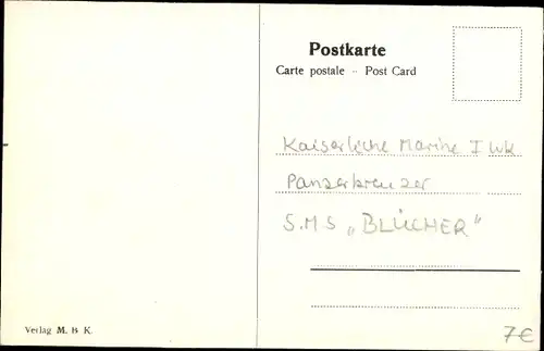 Ak Deutsches Kriegsschiff, SMS Blücher, Panzerkreuzer