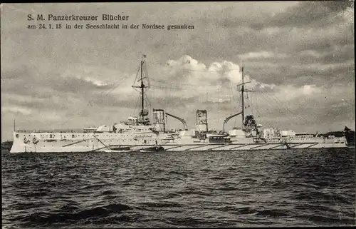 Ak Deutsches Kriegsschiff, SMS Blücher, Panzerkreuzer