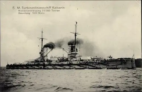 Ak Deutsches Kriegsschiff, SMS Kaiserin, Großlinienschiff