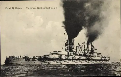 Ak Deutsches Kriegsschiff, SMS Kaiser, Turbinen Großschlachtschiff, Kaiserliche Marine