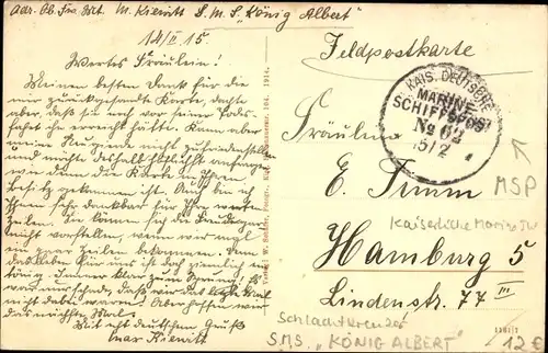 Ak Deutsches Kriegsschiff, SMS König Albert, Großlinienschiff