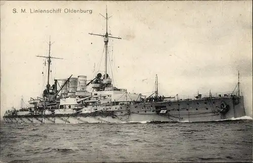 Ak Deutsches Kriegsschiff, SMS Oldenburg, Linienschiff, Kaiserliche Marine