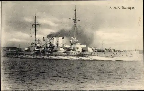 Ak Deutsches Kriegsschiff, SMS Thüringen, Linienschiff