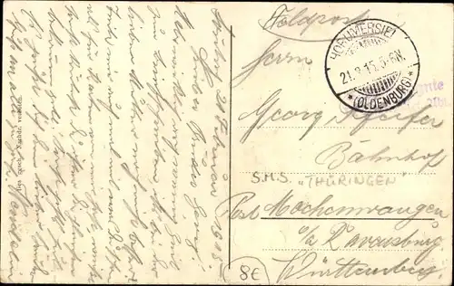 Ak Deutsches Kriegsschiff, SMS Thüringen, Linienschiff