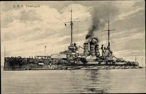 Ak Deutsches Kriegsschiff, SMS Thüringen, Linienschiff