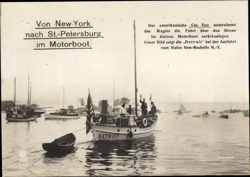 Ak Von New York nach St. Petersburg im Motorboot, Motoryacht Detroit