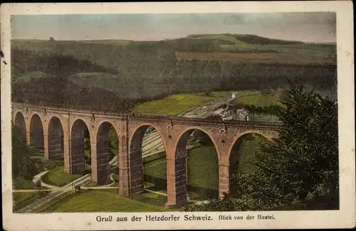 Ak Hetzdorf Flöha in Sachsen, Hetzdorfer Schweiz, Blick von der Bastei, Viadukt