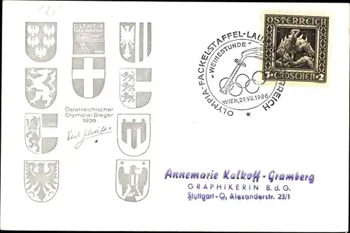 Künstler Ak Wien, Olympischer Fackellauf, Heldenplatz, Olympia 1936