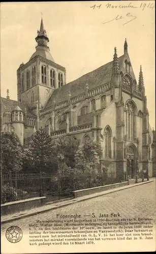 Ak Poperinghe Poperinge Westflandern, S. Jans Kerk