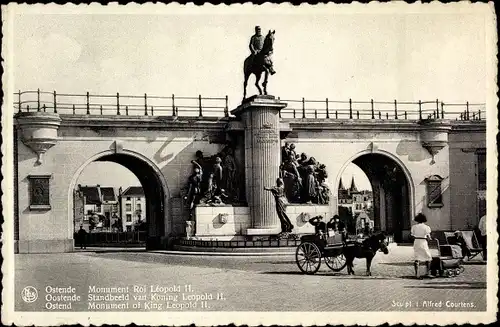 Ak Ostende Westflandern, Monument Roi Leopold II.
