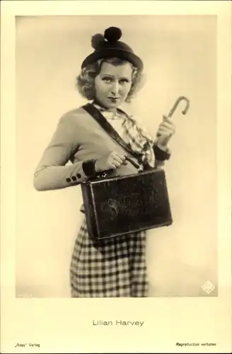Ak Schauspielerin Lilian Harvey, Portrait, Handtasche