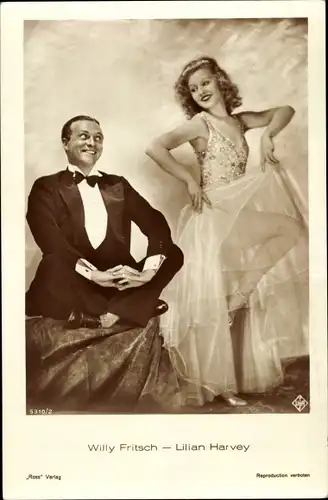 Ak Schauspieler Willy Fritsch und Lilian Harvey, Portrait