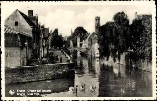 Ak Bruges Brügge Flandern Westflandern, Le Quai Vert