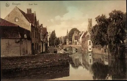Ak Bruges Brügge Flandern Westflandern, Quai Vert