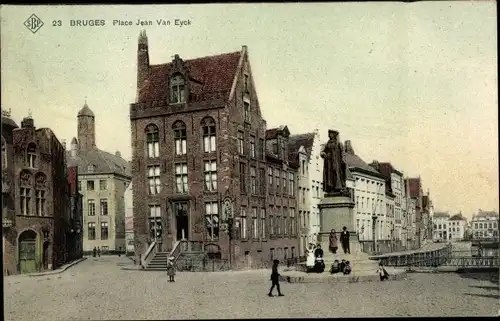 Ak Bruges Brügge Flandern Westflandern, Place Jean Van Eyck