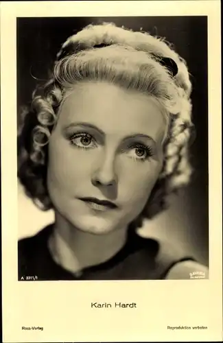 Ak Schauspielerin Karin Hardt, Portrait, Ross A 3311 1