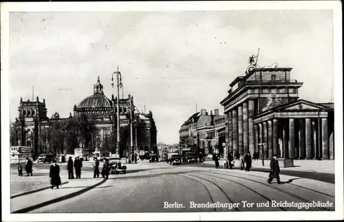 Ak Berlin, Brandenburger Tor, Reichstagsgebäude