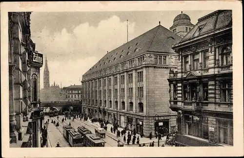 Ak Berlin Mitte, Königstraße, Warenhaus A. Wertheim, Straßenbahnen