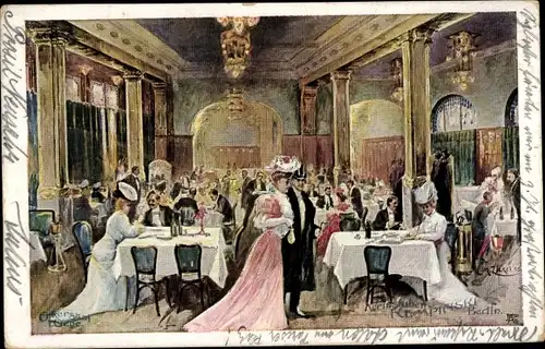 Künstler Ak Zirkel, E.H., Berlin Mitte, Weinstuben Kempinski, Saal, 1. Etage, Leipziger Straße