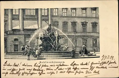 Ak Berlin Mitte, Schlossbrunnen, Neptunbrunnen