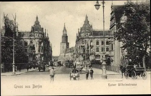 Ak Berlin Mitte, Kaiser Wilhelmstraße, Kutsche