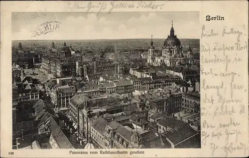 Ak Berlin Mitte, Panorama vom Rathausturm gesehen, Schloss, Dom