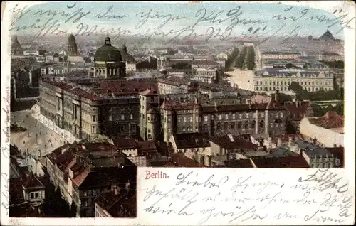 Ak Berlin Mitte, Blick über die Dächer der Stadt, Schloss