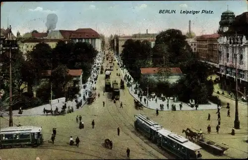 Ak Berlin Mitte, Leipziger Platz, Straßenbahnen