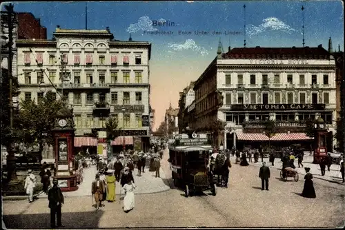 Ak Berlin Mitte, Friedrichstraße Ecke Unter den Linden, Victoria Cafe