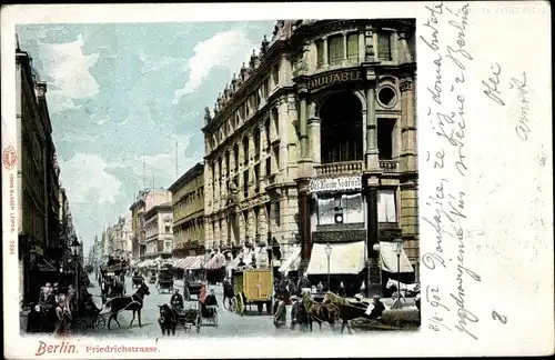 Ak Berlin Mitte, Friedrichstraße mit Geschäftshaus Equitable, Das kleine Journal, Kutschen