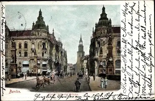 Ak Berlin Mitte, Kaiser Wilhelm Brücke, Kirche