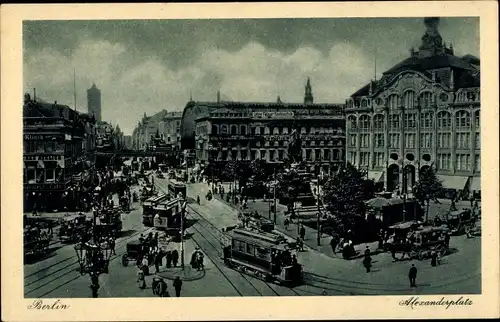 Ak Berlin Mitte, Alexanderplatz, Straßenbahn