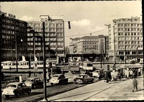 Ak Berlin Mitte, Alexanderplatz, Straßenbahnen, Autos