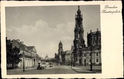 Ak Dresden Altstadt, Theaterplatz