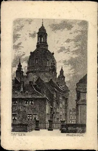 Künstler Ak Dresden Altstadt, Frauenkirche