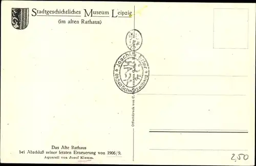 Künstler Ak Klemm, J., Leipzig, Altes Rathaus, Straßenbahn