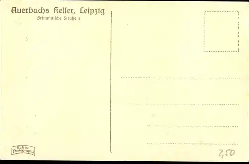 Künstler Ak Leipzig in Sachsen, Doktor Faustus in Auerbachs Keller, Grimmaische Straße 2
