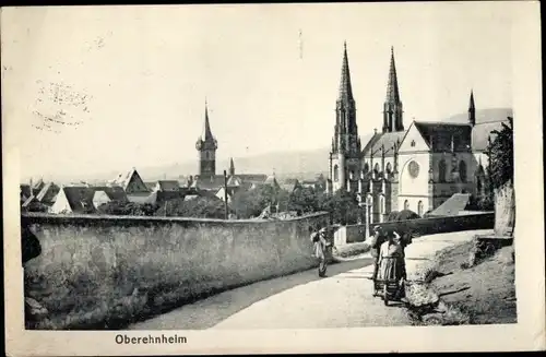 Ak Obernai Oberehnheim Elsass Bas Rhin, Vue générale, Eglise