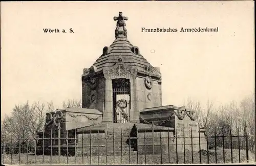 Ak Wœrth sur Sauer Woerth Wörth an der Sauer Elsass Bas Rhin, Französisches Armeedenkmal