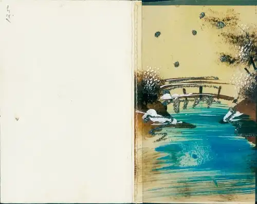 Glitzer Zelluloid Klapp Ak Glückwunsch Neujahr, Fluss, Brücke, Schnee