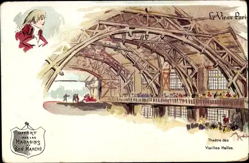 Künstler Litho Robida, Albert, Paris, Theatre des Vieilles Halles, Reklame, Chocolat Guerin Boutron