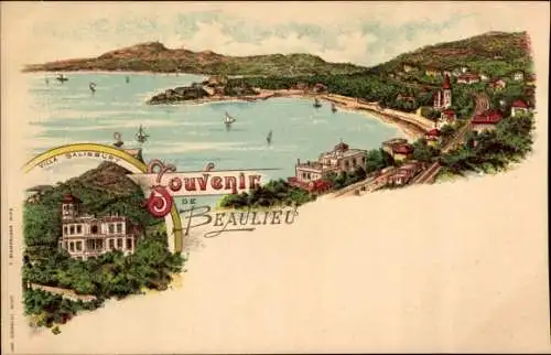 Litho Beaulieu sur Mer Alpes Maritimes, Villa Salisbury