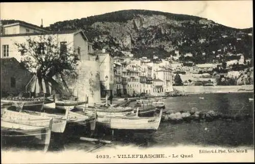 Ak Villefranche sur Mer Alpes Maritimes, Le Quai, Hafen, Boote