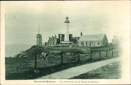 Ak Plougonvelin Finistère, Pointe de Saint Mathieu, Leuchtturm