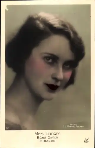 Ak Miss Europa, Bozsi Simon, Hongrie, Frauenportrait
