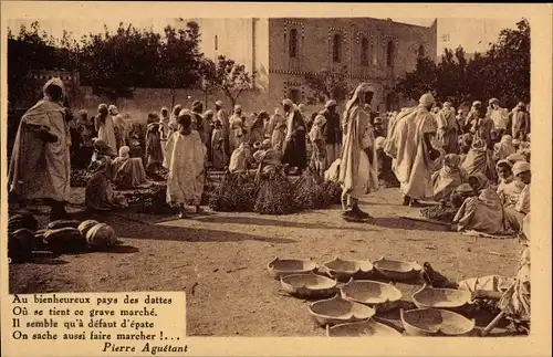 Ak Afrique, Un Marche dans le sud, Marktplatz, Araber, Händler