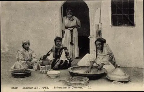 Ak Scenes et Types, Preparation du Couscouss, Araber, Maghreb