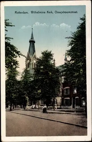 Ak Rotterdam Südholland Niederlande, Wilhelmina Kerk, Oranjeboomstraat